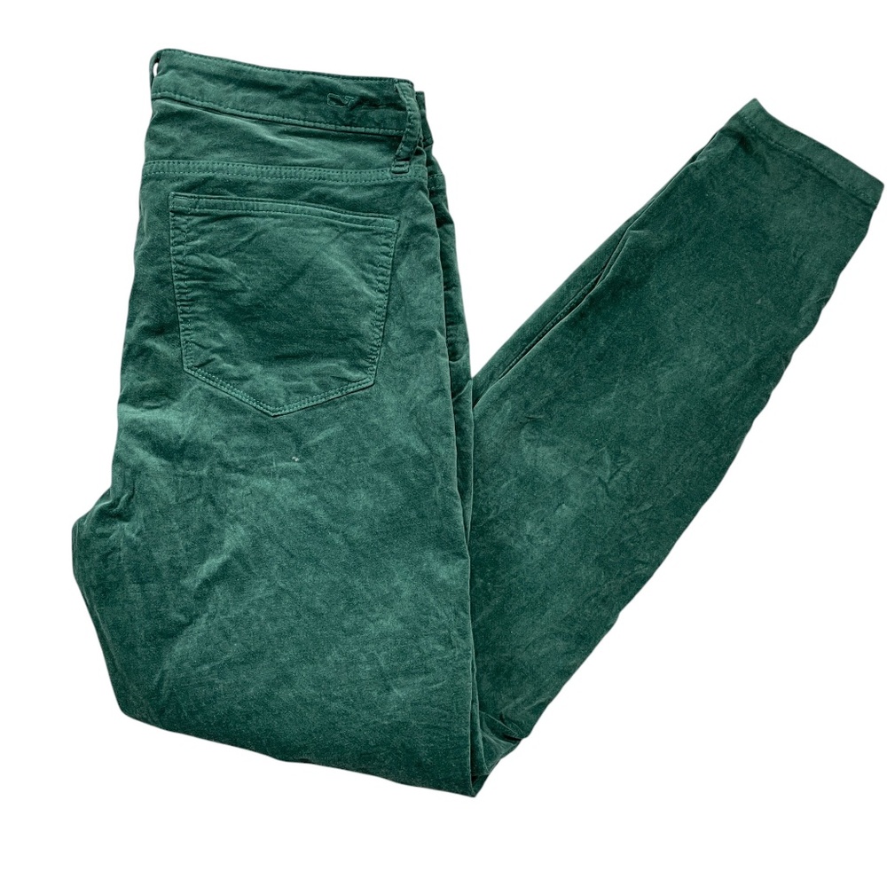 Vineyard Vines 6 Emerald Green High Rise Skinny Cotton Bledn Velvet Feel Pants
